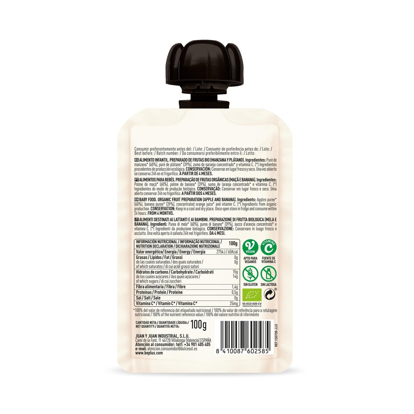 Saquetas maçã e banana BIO Be Plus 100 g