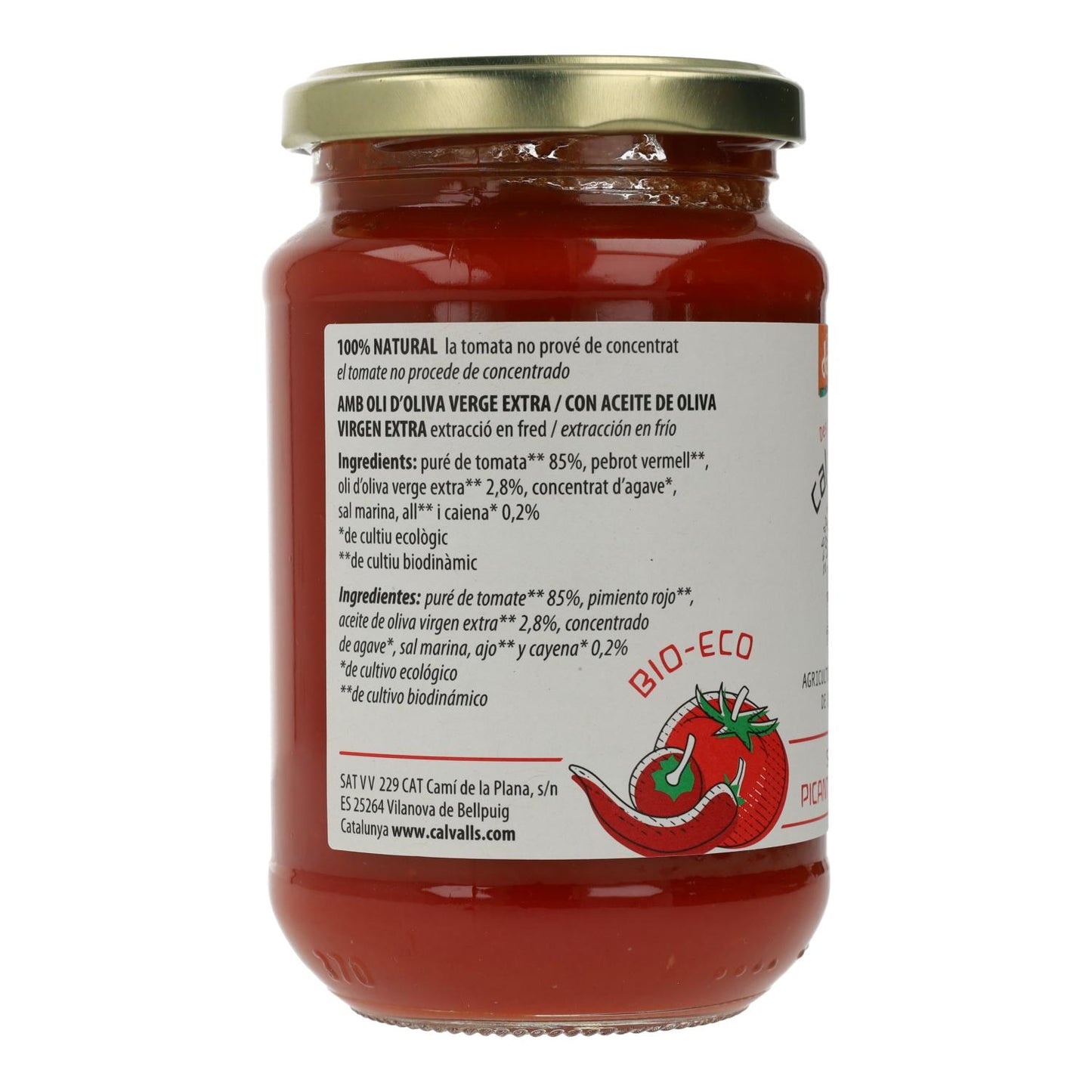 Molho de Tomate Apimentado Biológico Cal Valls, 350 g