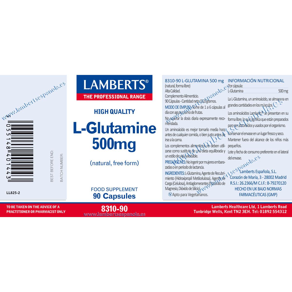 L-Glutamina 500 mg, 90 cápsulas