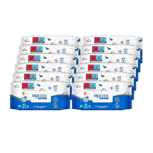 Embalagem de 12 toalhitas Moltex Premium Comfort, 64 unidades