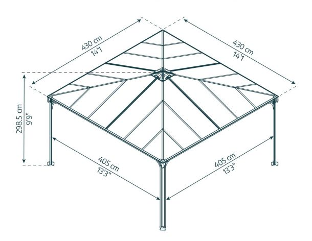 Gazebo Palermo gazebo em alumínio 430x430 cm Canopia da Palram