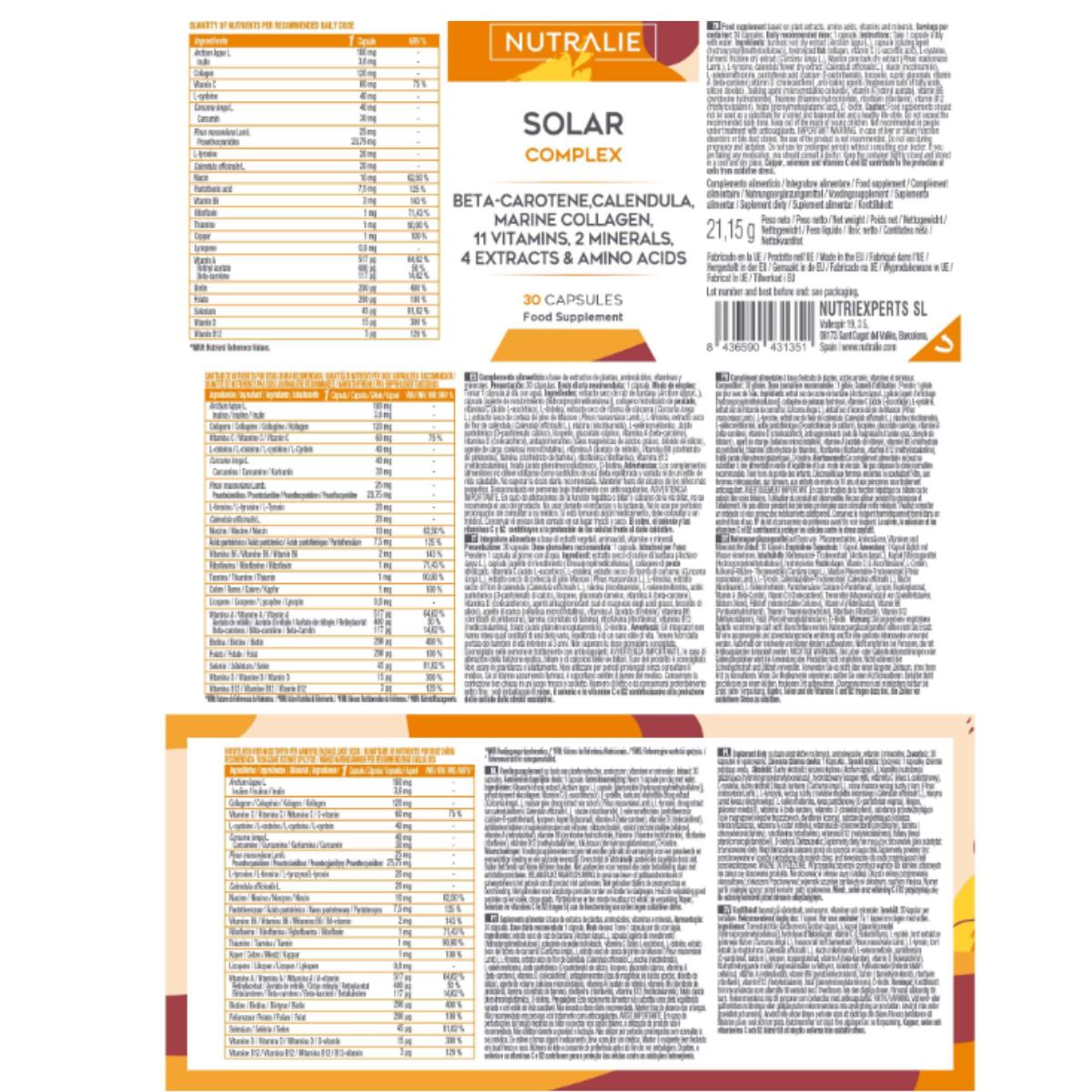Solar Complex con Colágeno Bronceador y Protector Nutralie 30 cápsulas