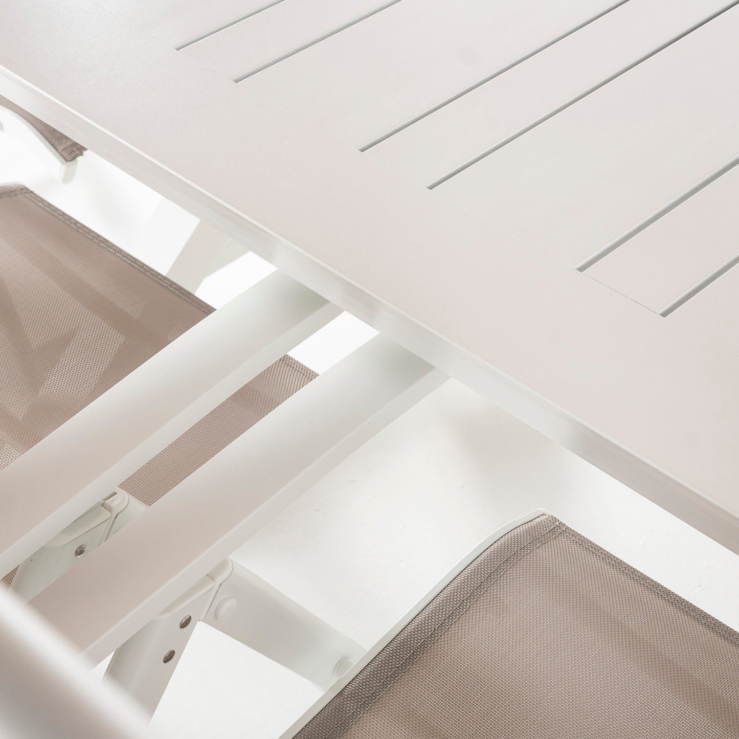 Conjunto Exterior Mesa Extensible 215/295 Cm Y 8 Sillones Reclinables Y Plegables, Aluminio Color Blanco, 8 Plazas_4