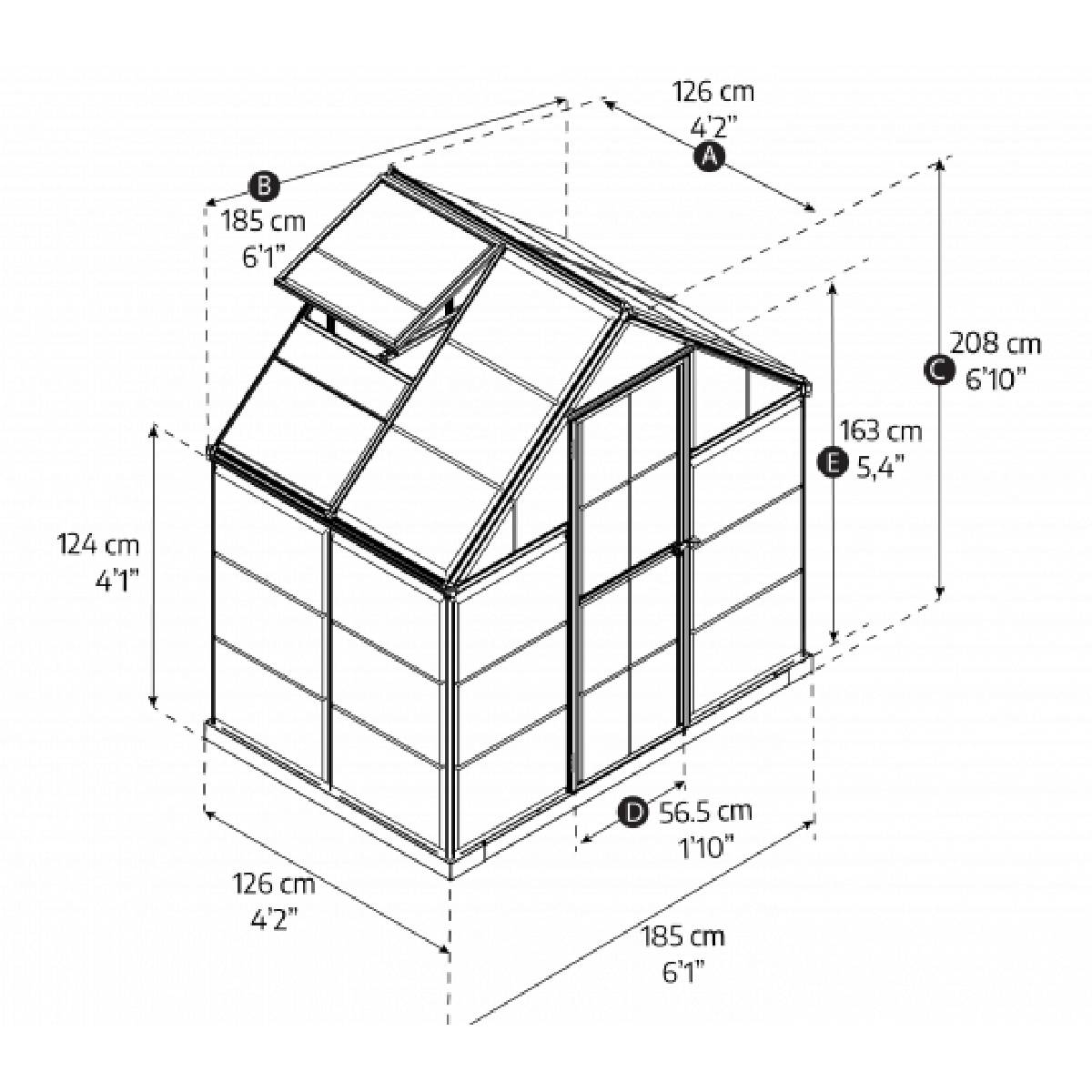 Estufa Harmony 126x185 cm cinzento
