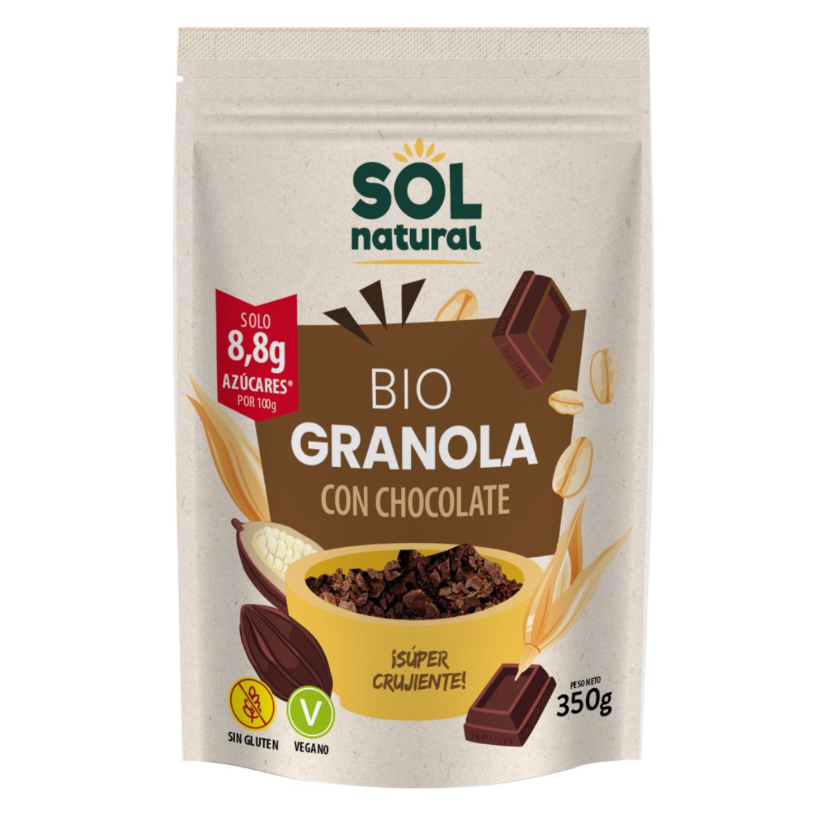 Granola de Avena Sin Gluten con Chocolate Bio Sol Natural 350 g