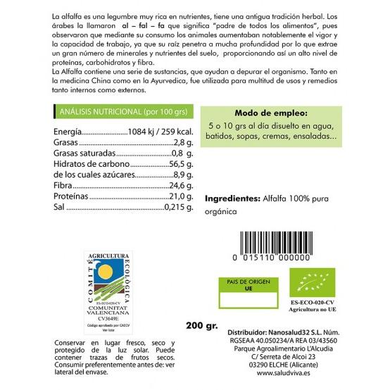 Alfafa em pó ECO Salud Viva, 200 g