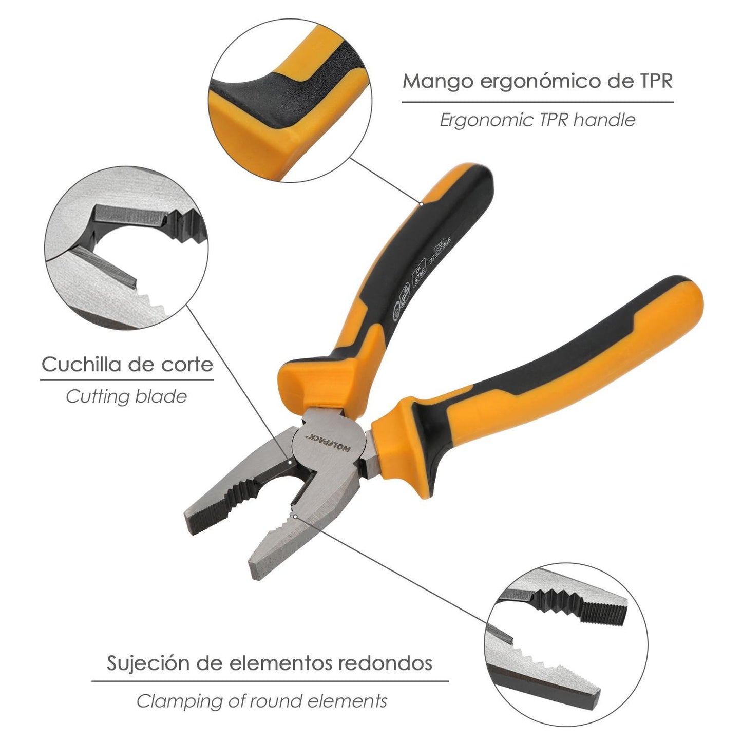 Alicates Universales 200 Mm. Acero Din 5746