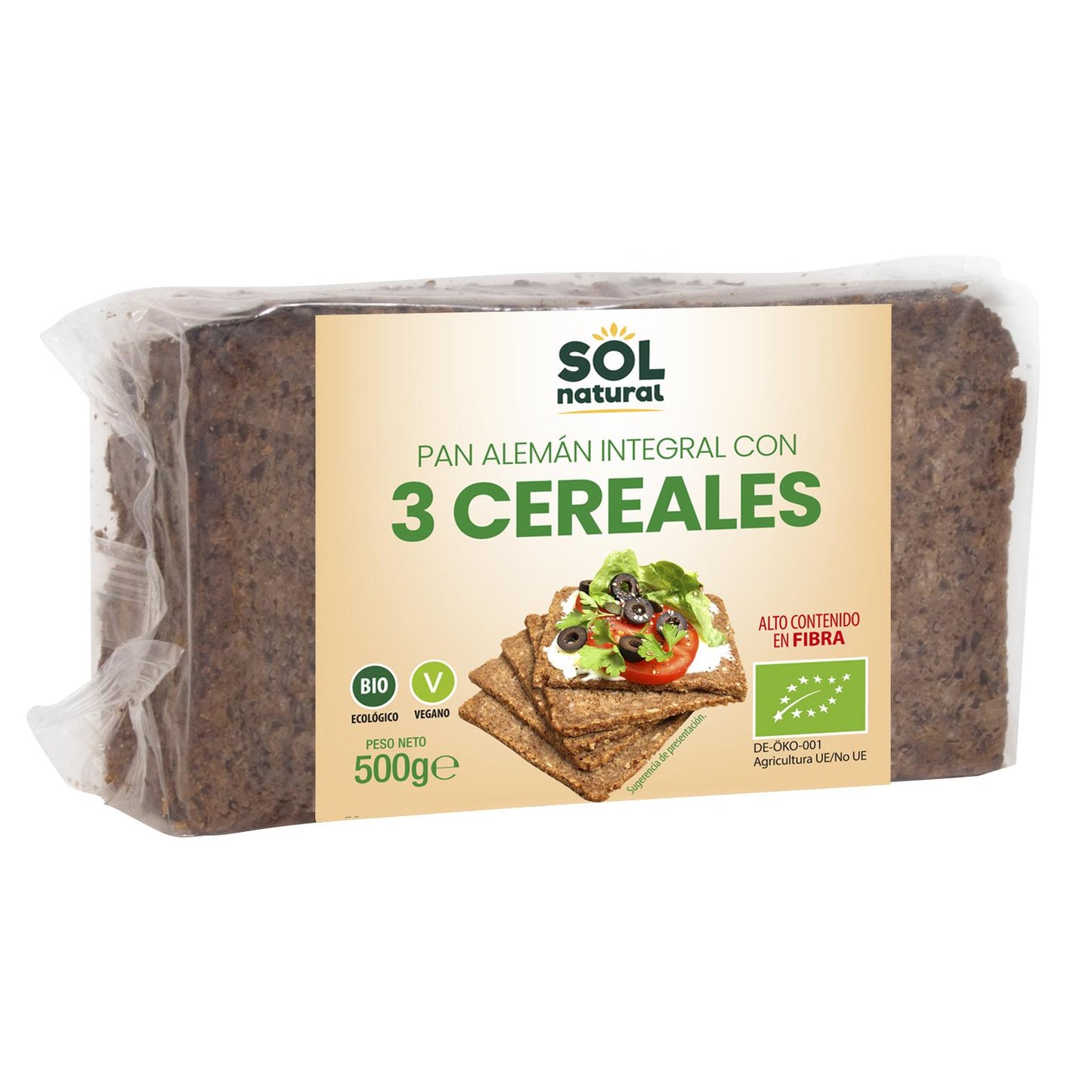 Pão Alemão Sol Natural 3 Cereais 500 g