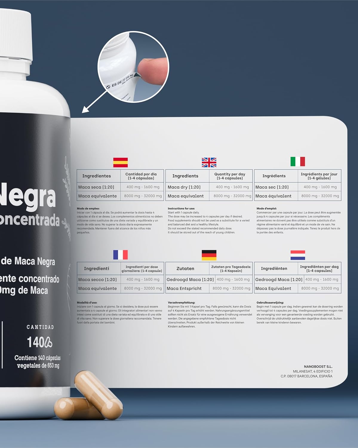 Maca Negra Andina Ultraconcentrada 20:1 32000mg Nutribrain 140 Cápsulas_5