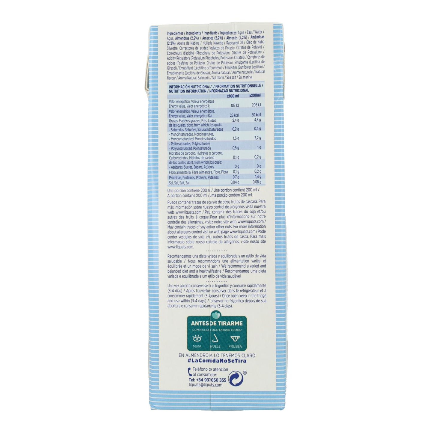 Bebida de Amêndoa Barista Sem Açúcar Almendrola 1 L