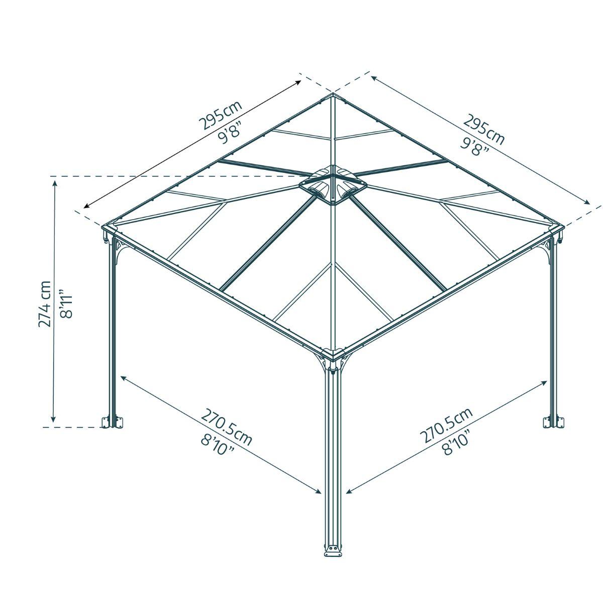 Gazebo Palermo gazebo em alumínio 295x295 cm Canopia da Palram