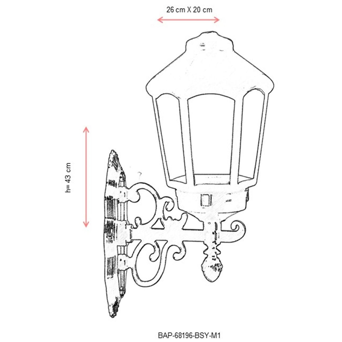 Aplique De Pared Diamante Para Exterior, Abs , Negro, 26x20x43, Casquillo E 27 Max 60 W