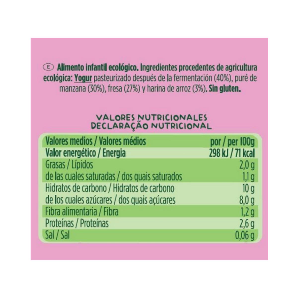 Hero Solo Iogurte Biológico, Maçã e Morango Pouch +6 meses 100g