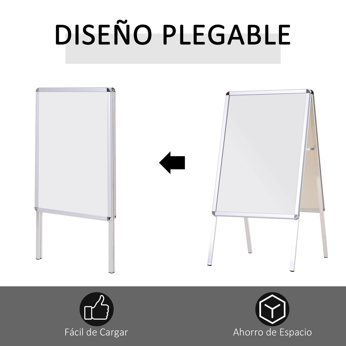 Homcom Panel Publicitario Din A1 Plegable Doble Cara De Aluminio 64x88 Cm_5