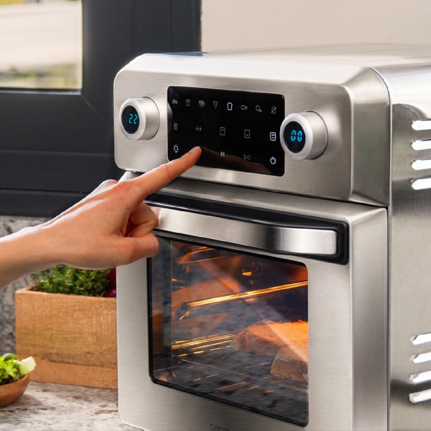 Cecotec Horno De Aire Caliente Bake&fry 1400 Touch Steel. 1700 W Capacidad 14 Litros Convección Pantalla Táctil 9 Funcio_4