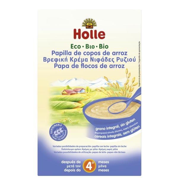Papa de Flocos de Arroz Biológico Holle + 4 Meses, 250 g