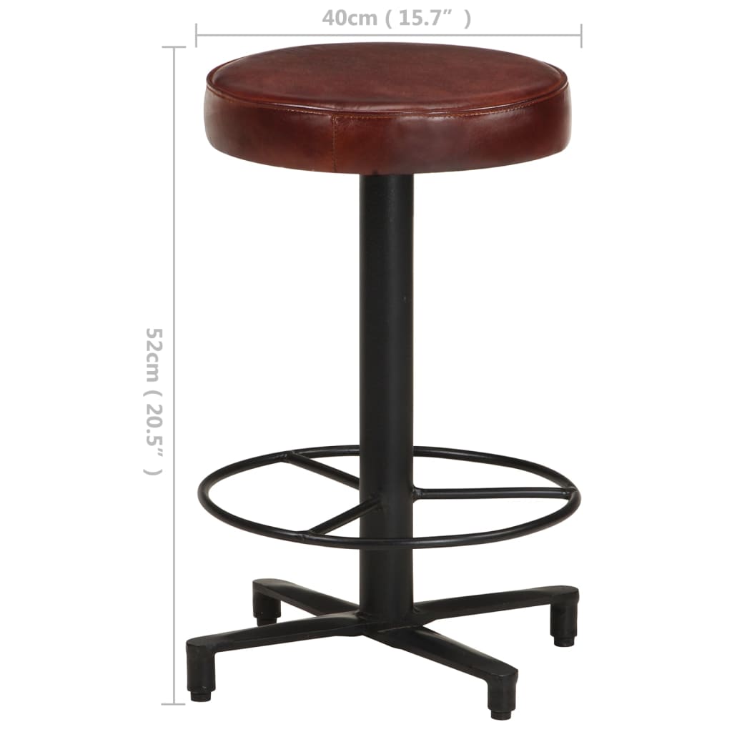 Taburetes De Barra De Cocina 2 Unidades Cuero Auténtico 52 Cm_5