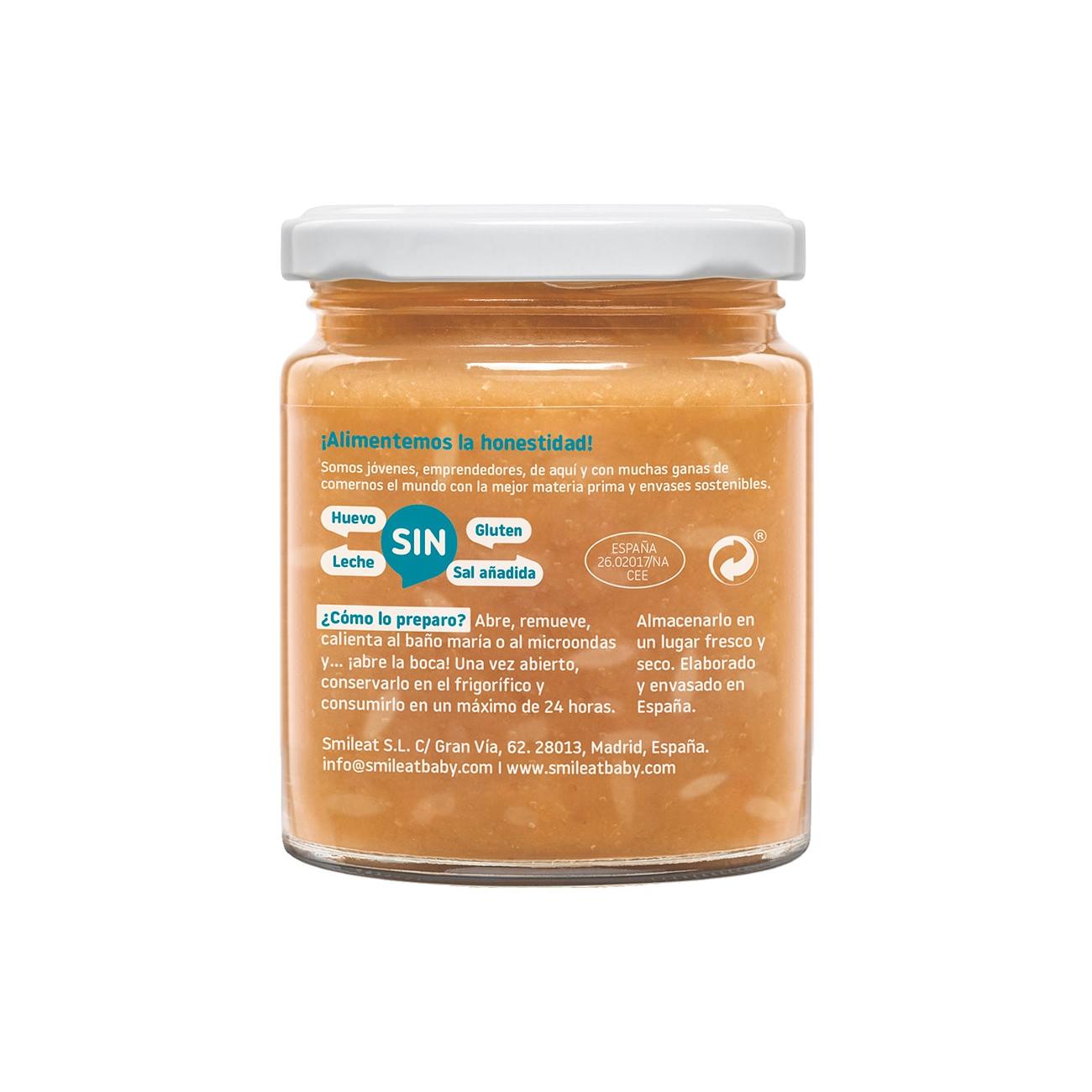 Pote de arroz biológico Smileat com salmão e ervilhas, 230g