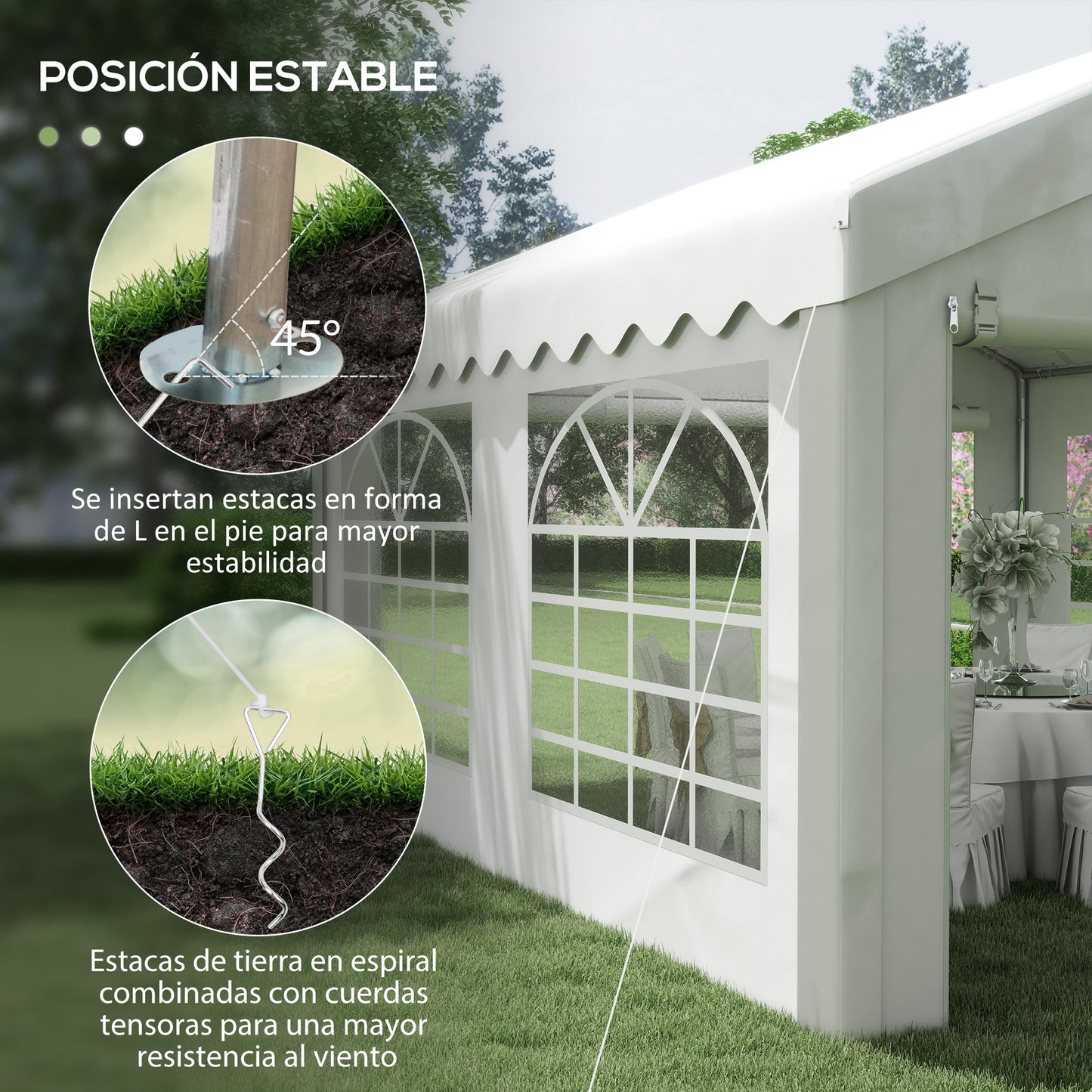 Outsunny Carpa 4x4x2,8m Acero Galvanizado Pabellon Carpas Boda Gazebo Cenador_5
