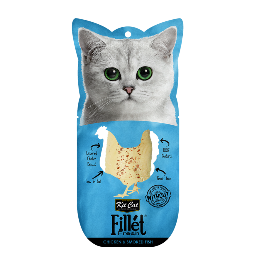 Kit Cat FilletFresh - Pacote de degustação com 18 unidades Petisco natural para gatos