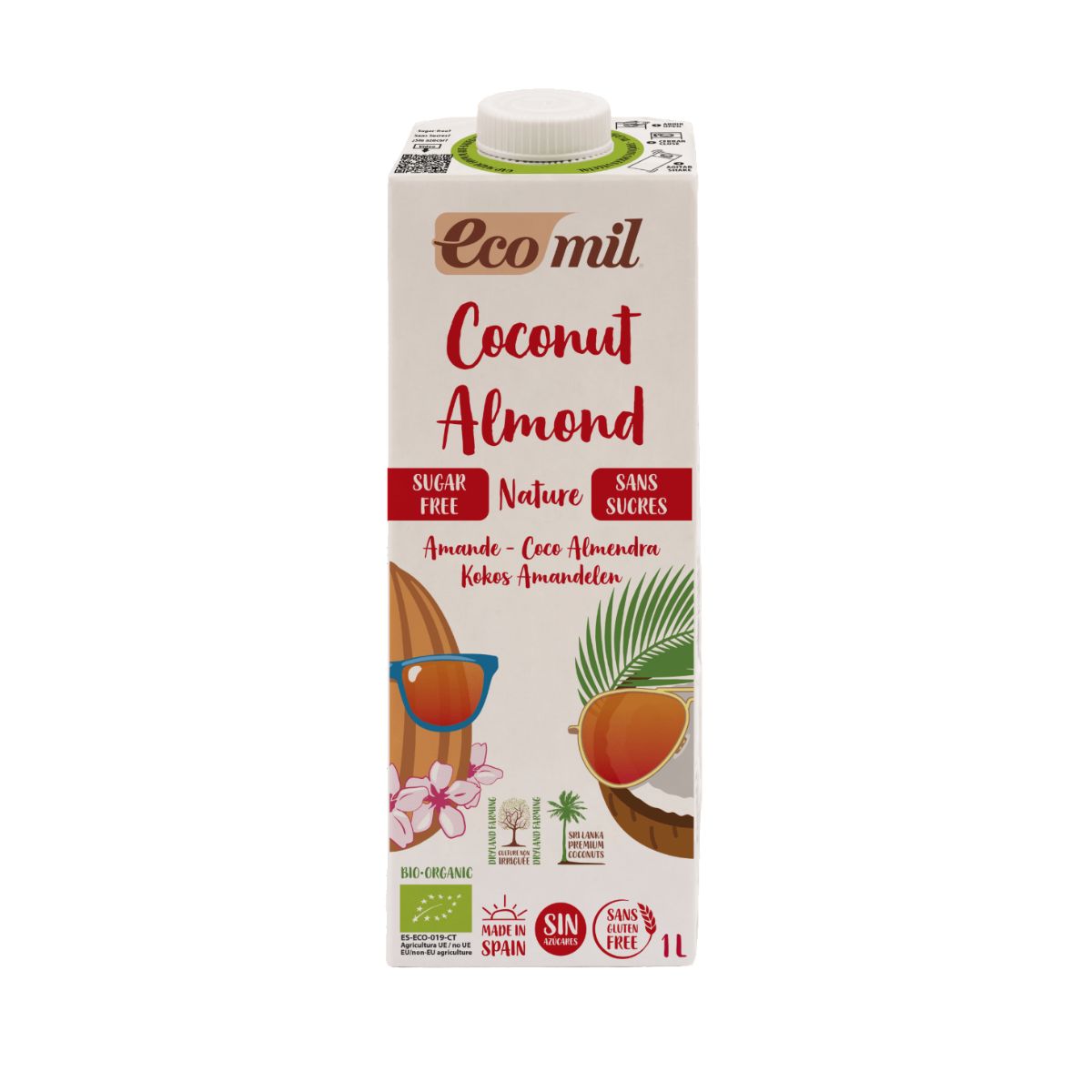 Pack de 6 Bebidas de Coco e Amêndoa sem Açúcar Eco Nature Ecomil 1L