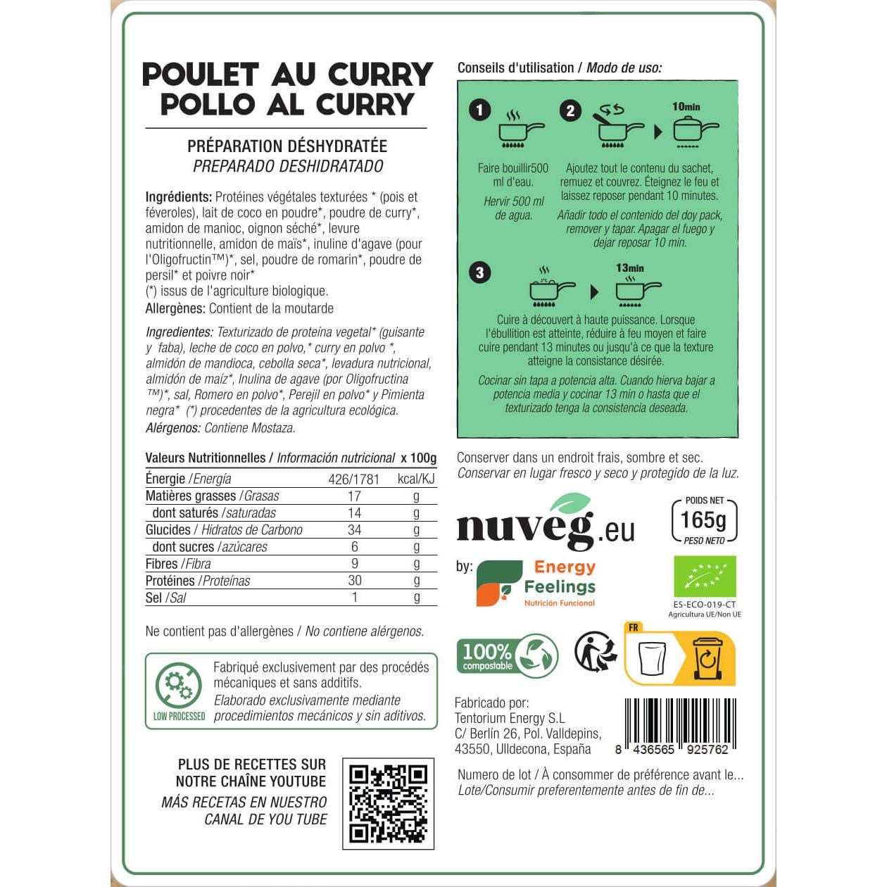 Frango vegetariano Nuveg eco caril 165 g