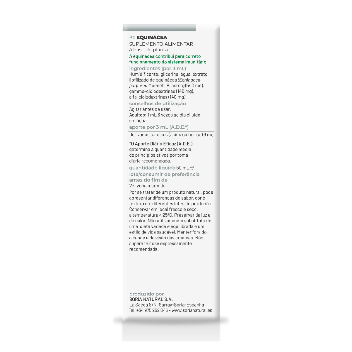 Embalagem 2X Extrato de Equinácea Soria Natural, 50 ml
