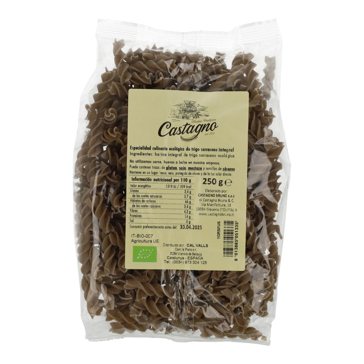 Espirais de Trigo Sarraceno Castagno Biológico 250 g