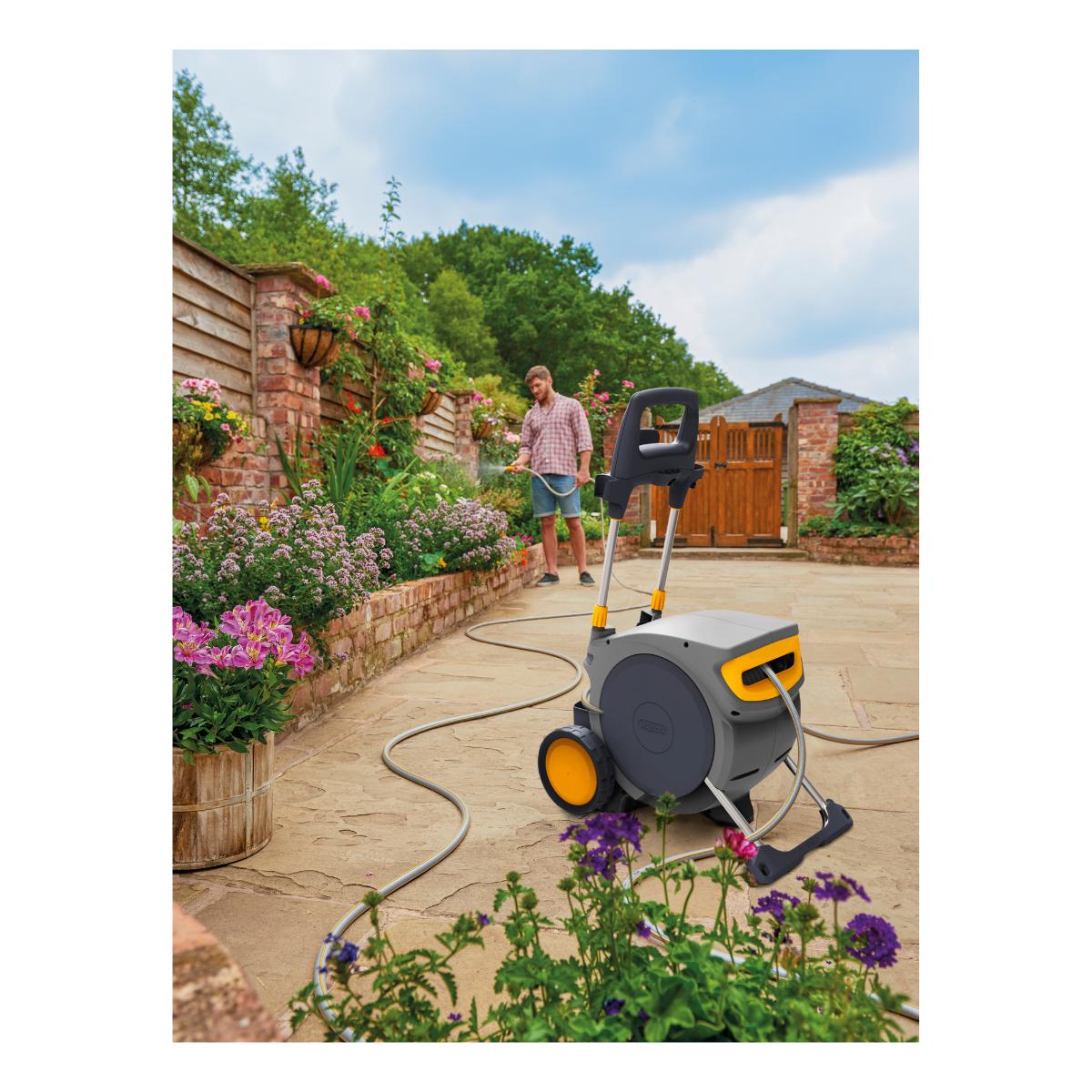 Enrolador de mangueira automático móvel Hozelock AutoReel com mangueira de 35 m