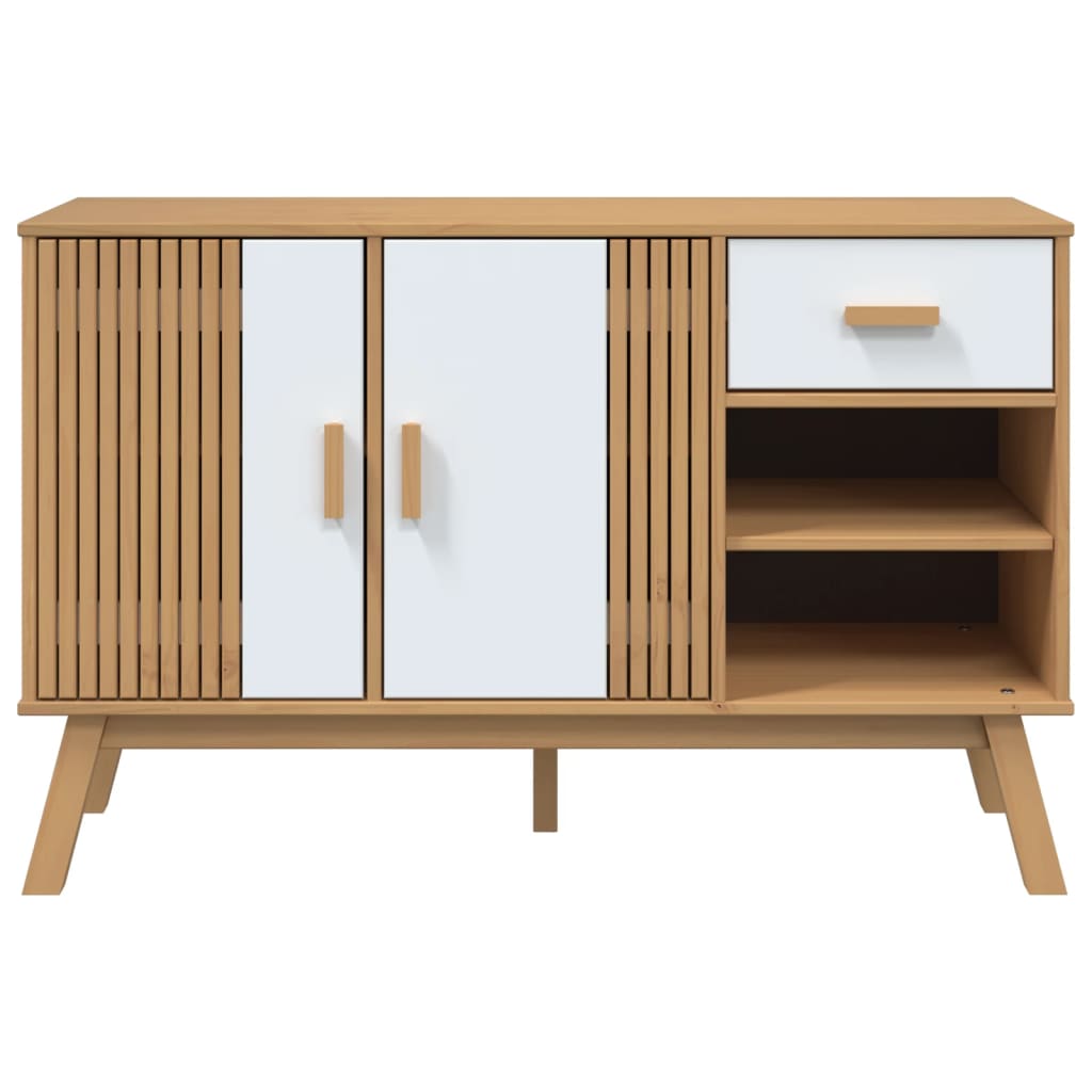 Aparador Olden Madera Maciza Pino Blanco Y Marrón 114x43x73,5cm / Vetonek_5