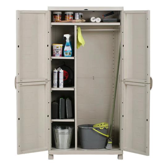 Armário de Vassouras 90 cm Space Saver Plastiken Bege