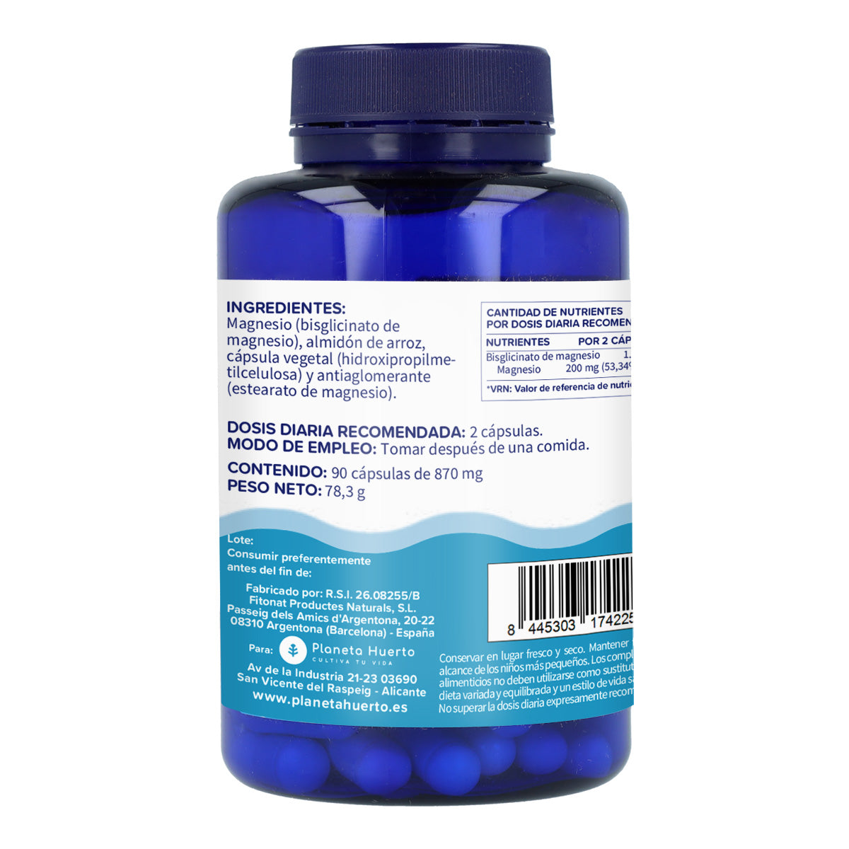 Bisglicinato de Magnésio 500 mg Planeta Huerto 90 cápsulas