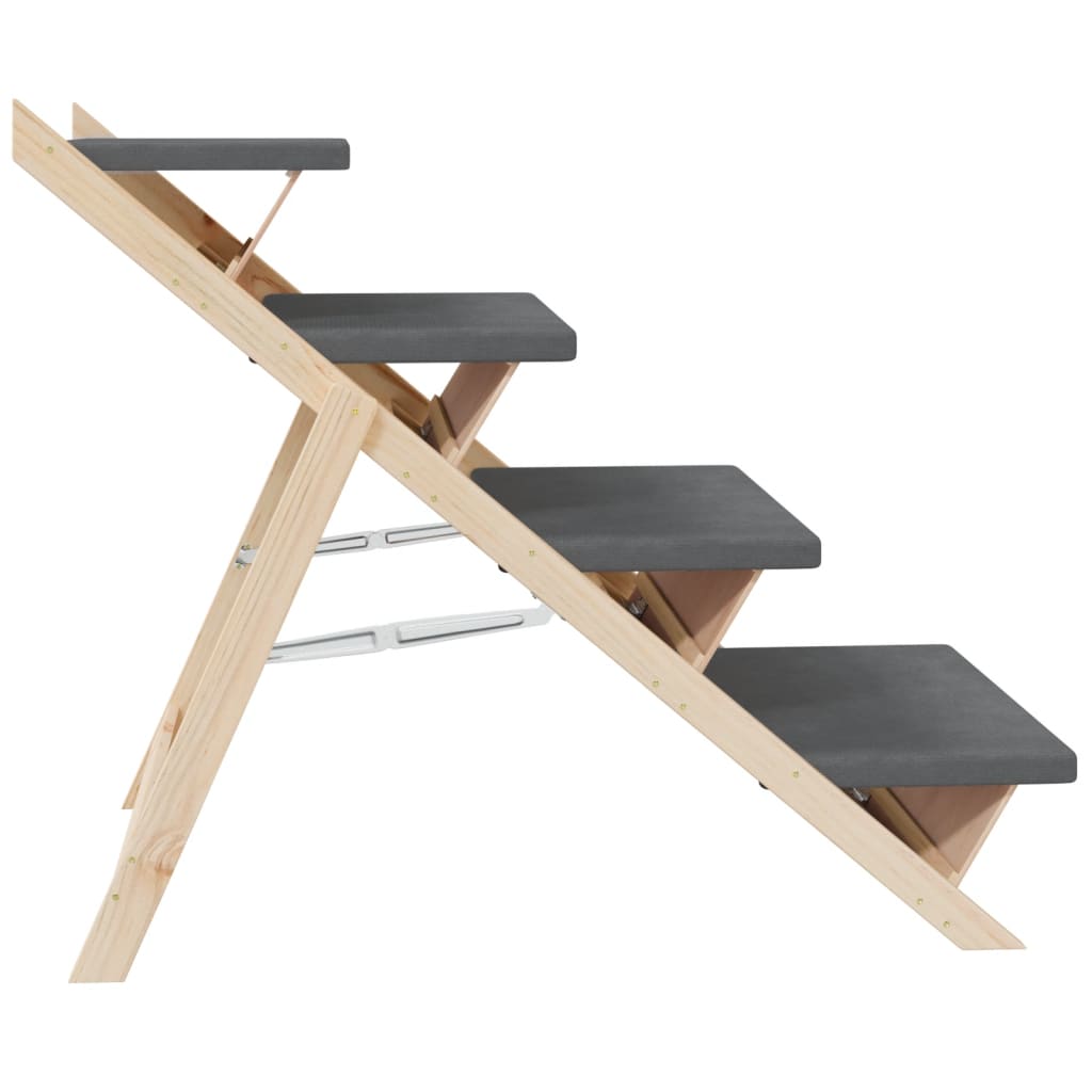 Escalera Para Perros Madera Maciza De Abeto Gris 105x47 Cm_5