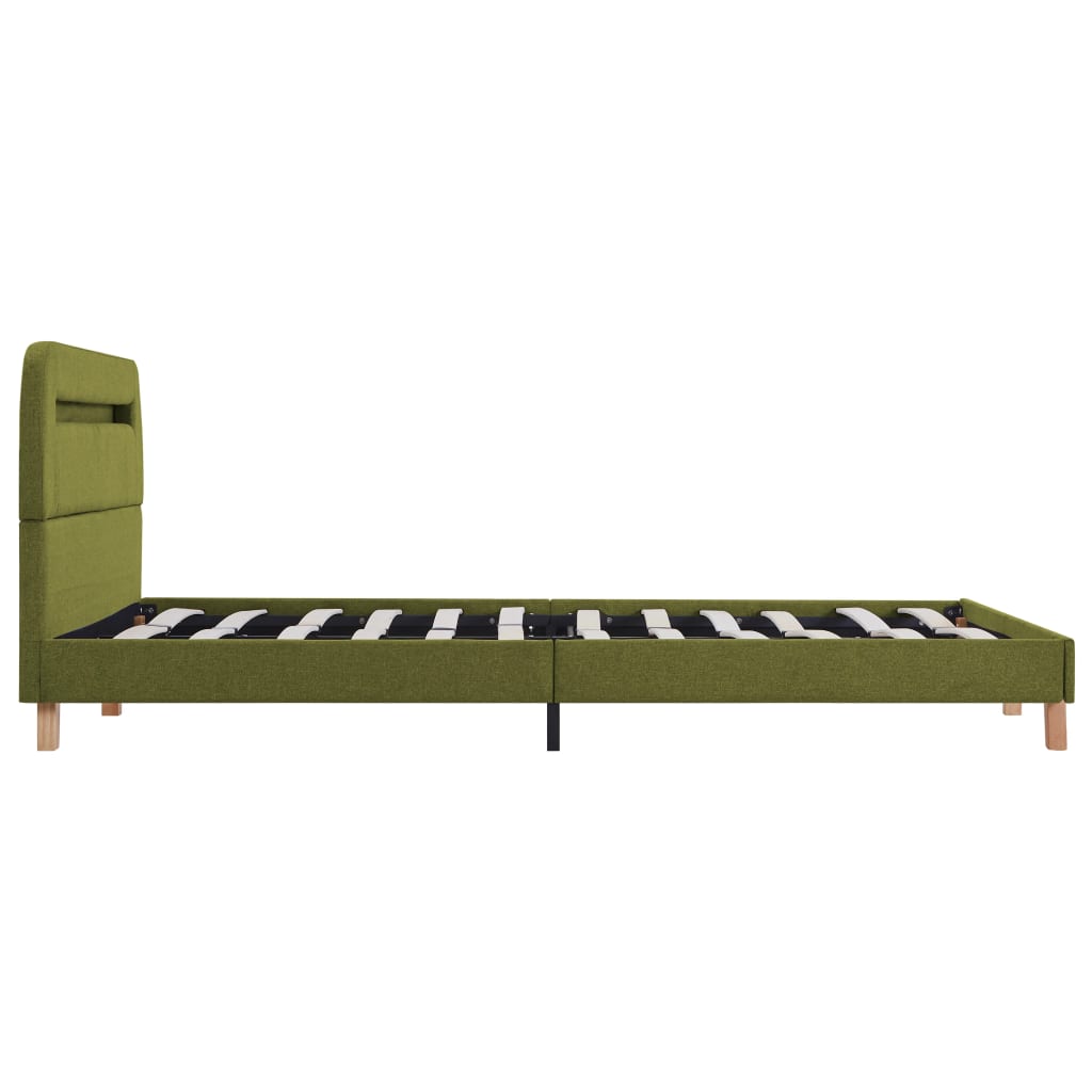 Estructura De Cama Con Led Sin Colchón Tela Verde 140x200 Cm / Vetonek_4