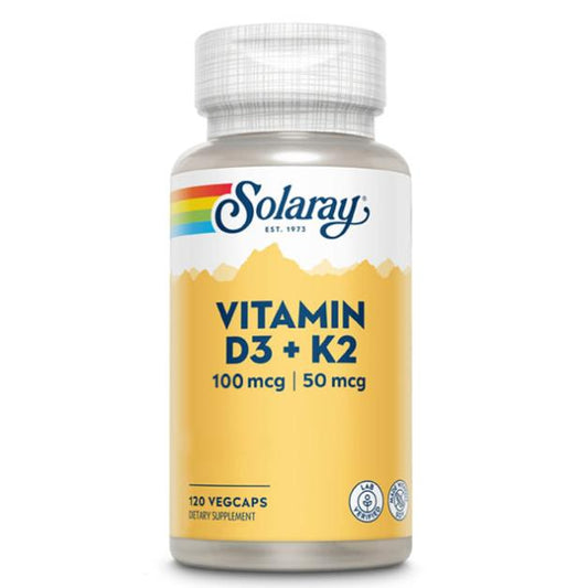 Vitamina D3 e K2 (Mk7) 120 Cápsulas Solaray