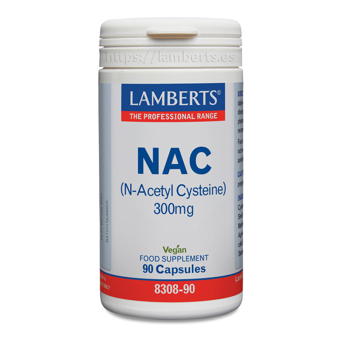NAC (N-acetilcisteína) Lamberts 300 mg, 90 cápsulas