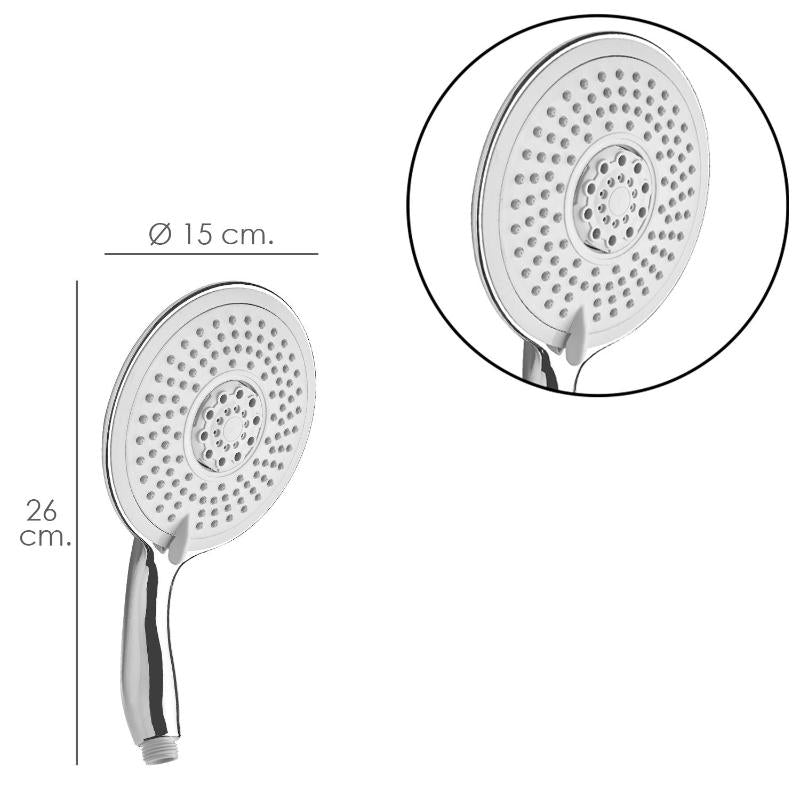 Maneral Ducha Cromo Xxl 5 Posiciones Ø 15 Cm.  Lucy