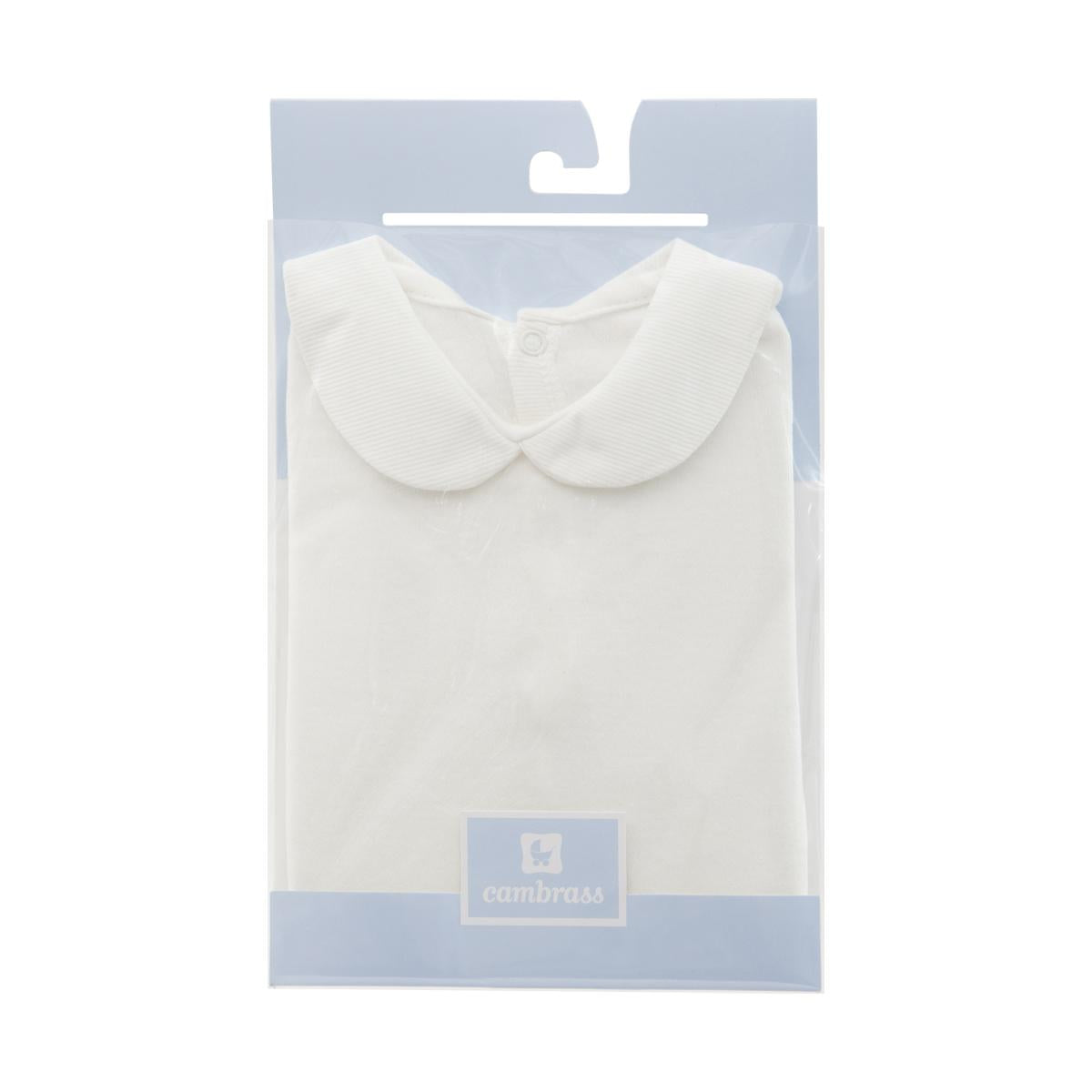 Body Cambrass bege com gola e manga curta, tamanho 3