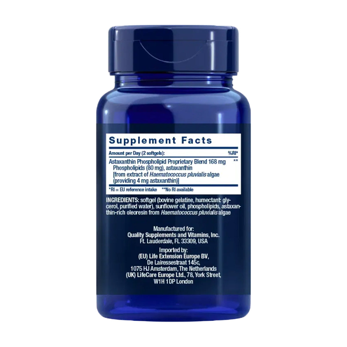 Astaxantina com Fosfolipídios 4 mg, Life Extension 30 esferas