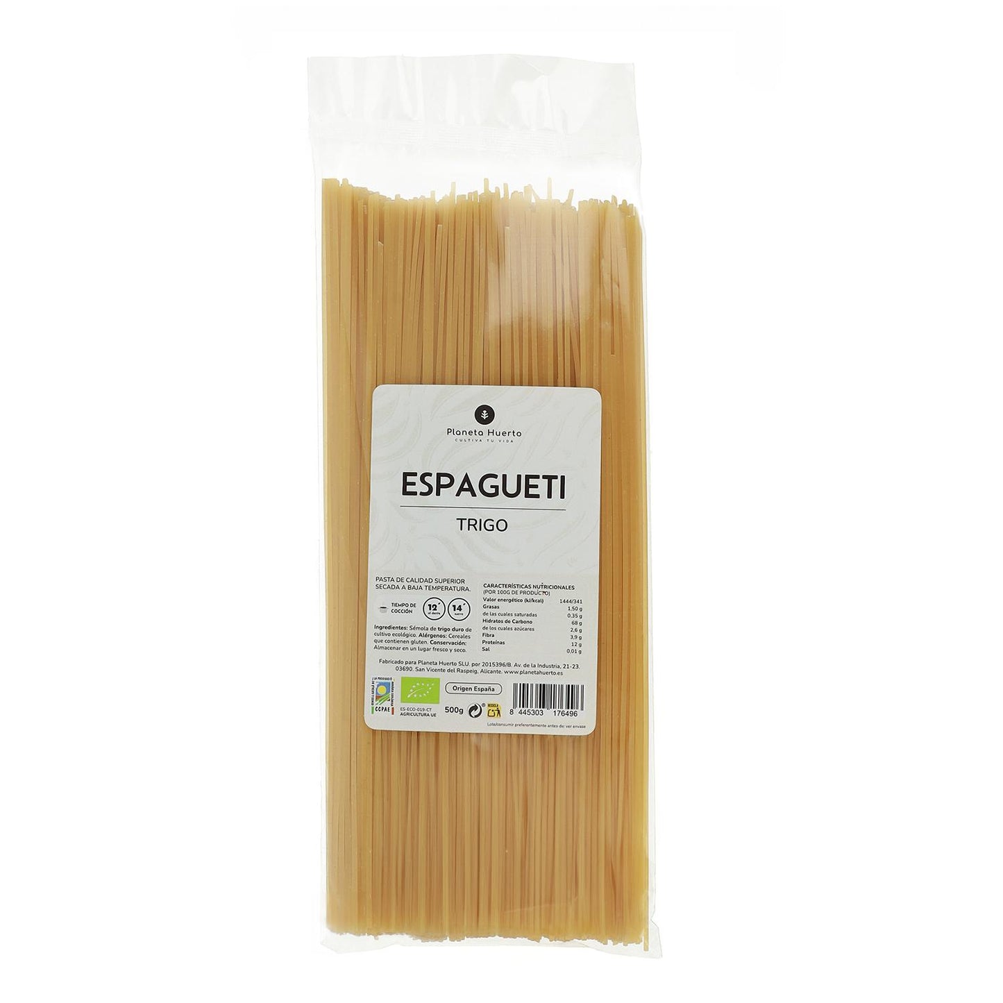 Esparguete de Trigo Biológico Planeta Huerto 500g