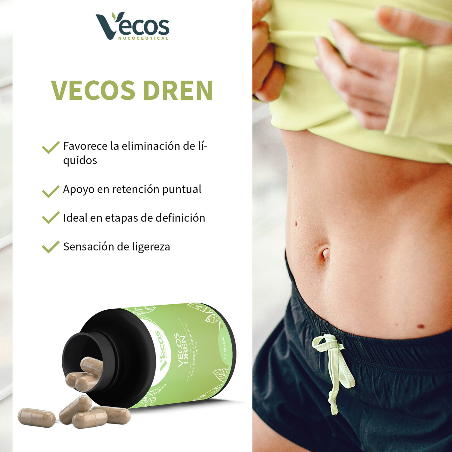 Vecos Dren VECOS (90 cápsulas) | Retención de líquidos | Efecto drenante y depurativo | Extractos vegetales_3