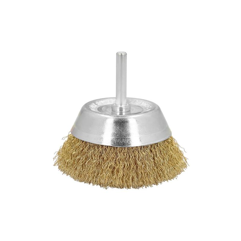 Cepillo Acero Latonado Para Taladro Taza Ø 75 Mm. Espiga 1/4 Cepillo Taladro Alambre Latón, Cepillo Limpieza, Cepillo Pulir.