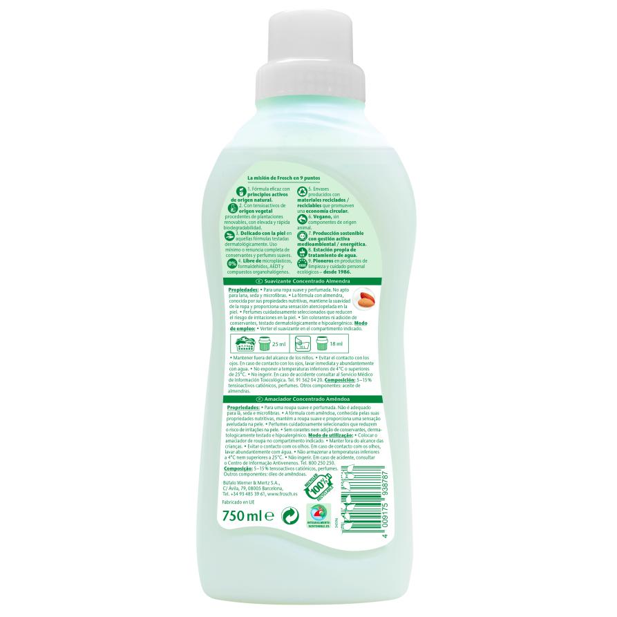 Embalagem de 10 amaciadores Frosch amêndoa 750 ml