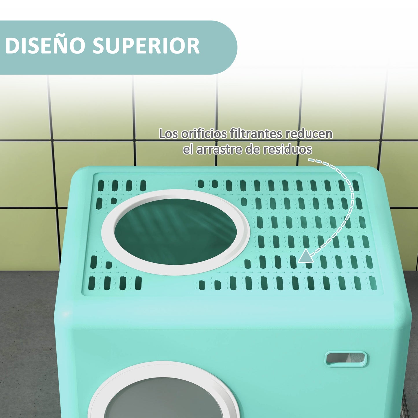 Pawhut Arenero Para Gatos Con Pala Bandeja Extraíble Puertas 52x41x38,5cm Verde_5