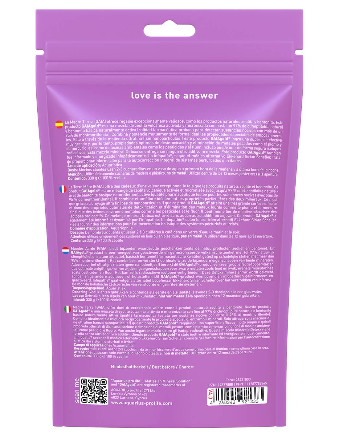 Aquarius Pro Life - Zeolita Pura 330g Polvo Detox