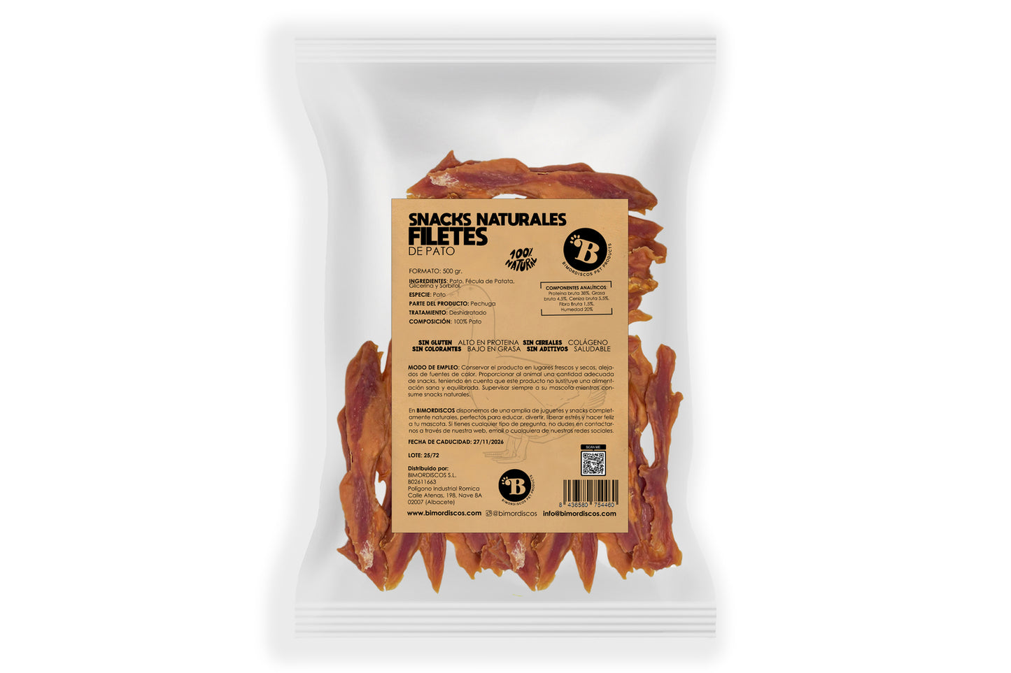 Bimordiscos Filetes De Pato Para Perros Y Gatos - 500g 500 G_0