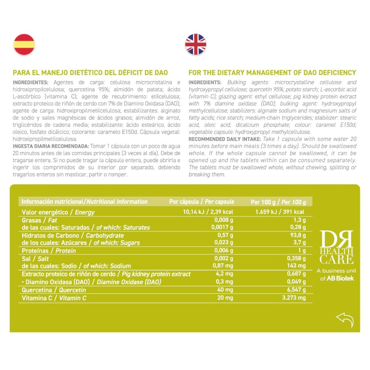 DAOfood® Plus 60 cápsulas com comprimidos gastrorresistentes