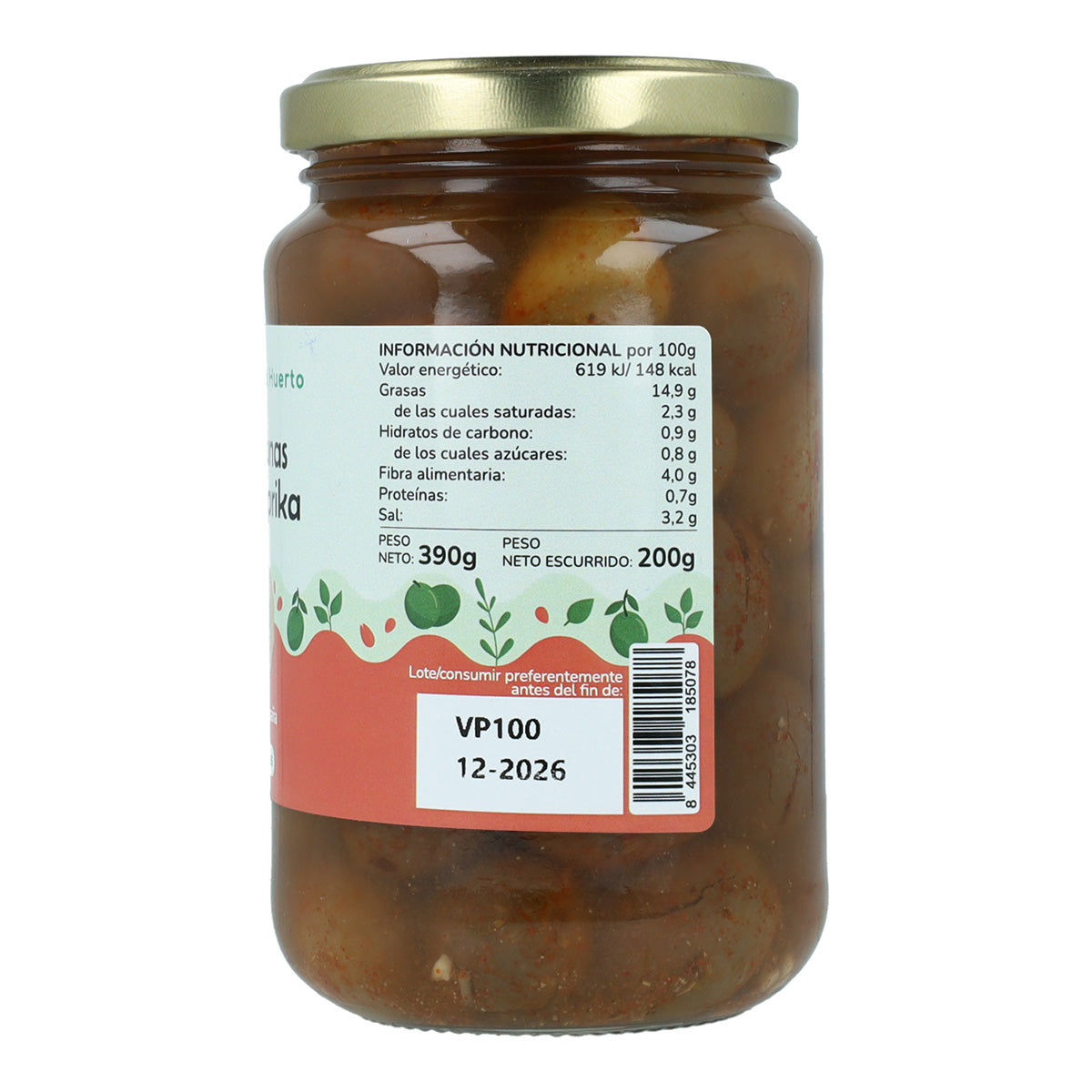 Azeitonas Verdes com Paprika Eco Planeta Huerto 390 g