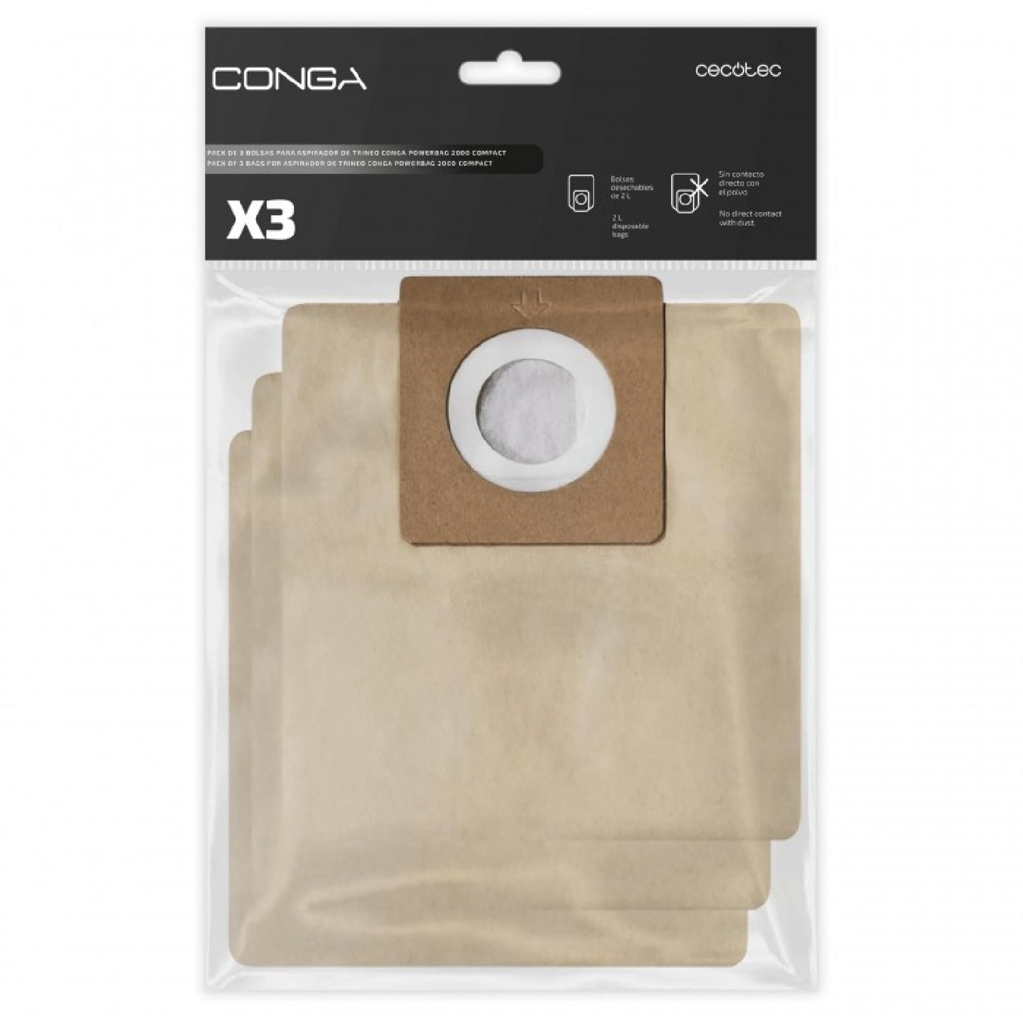 Cecotec Aspirador Trineo Pack De 3 Bolsas Para Aspirador De Trineo Conga Powerbag 2000 Compact (consumible) Cecotec_0
