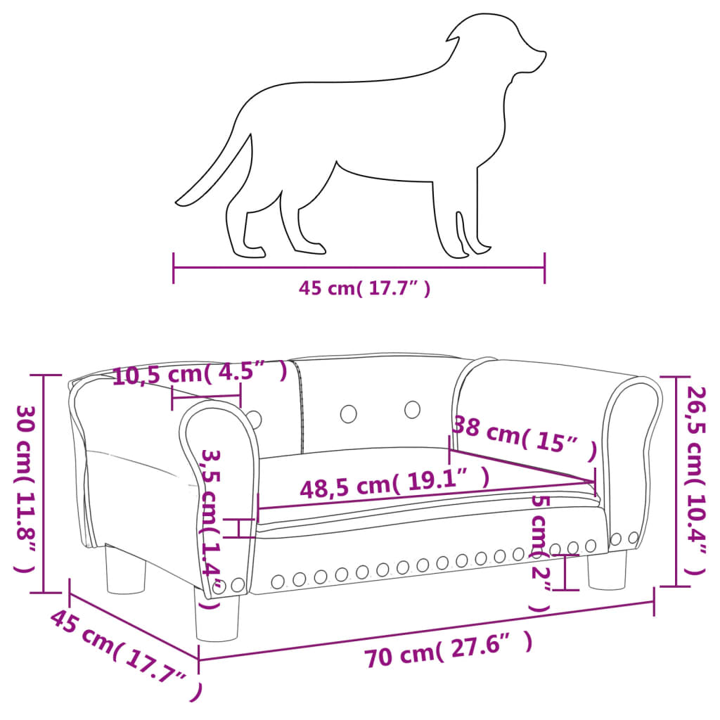 Cama Para Perros De Cuero Sintético Marrón 70x45x30 Cm / Vetonek_5